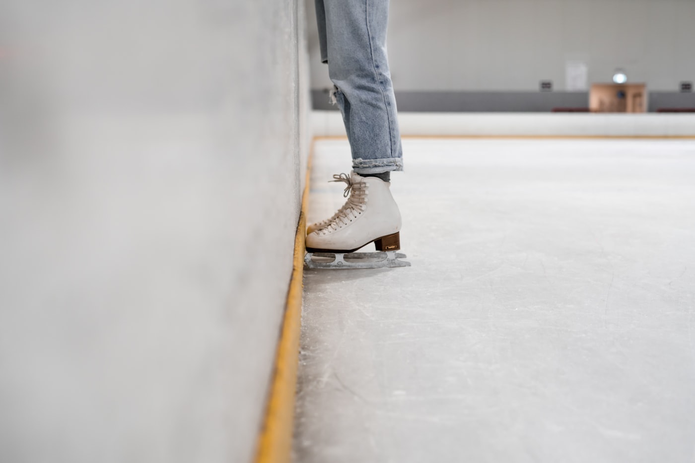 Ice skates on a rink
